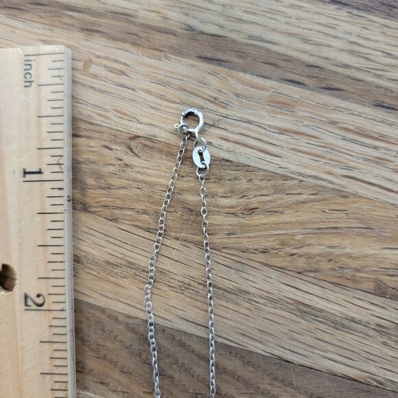 J Pendant Necklace in Silver Tone Metal w CZ Accents - Picture 9 of 13